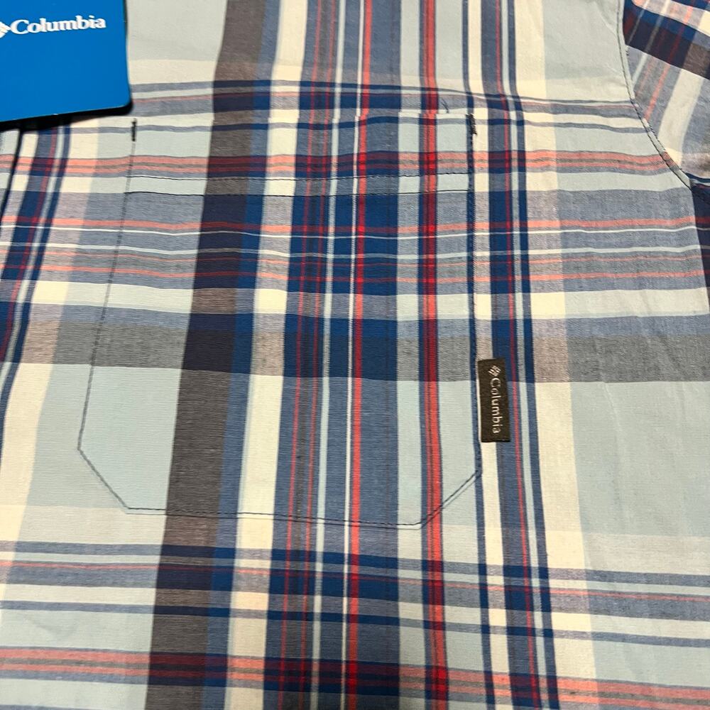Columbia Shirt Mens XXL Button Up Blue Plaid Short Sleeve Regular - Picture 2 of 8